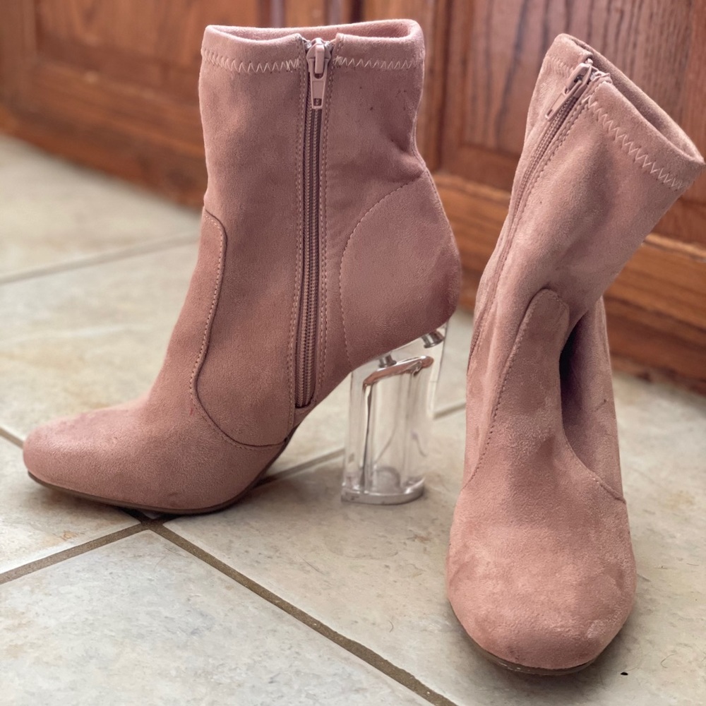 Pink clear heel boots Charlotte Russe 6